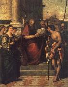 Sebastiano del Piombo St.John Chrysosbtom with Saints Catherine, Mary Magdalene,and lucia,and john the Evangelish,John the Baptist and Theodore oil